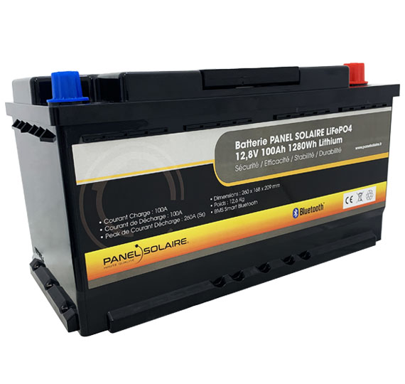 Batterie lithium 12V LiFeP04 100Ah (remplacement VARTA) Panel Solaire